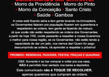 Tráfico impõe toque de recolher e uso obrigatório de máscaras em favelas do Rio durante a pandemia